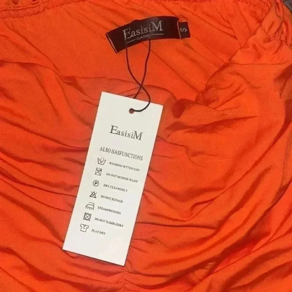 Easisi M Size L Orange Stretchy Ruffled Skirt Size Small NWT - Picture 7 of 7